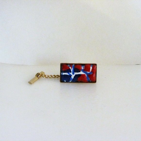 Vintage Tie Tack Pin Enamel on Copper Artisan Created Bohemian Unique OOAK Boho - Picture 6 of 6